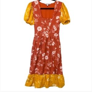 NWOT WALTER BAKER Cara Carnation Mix Midi Dress SZ L